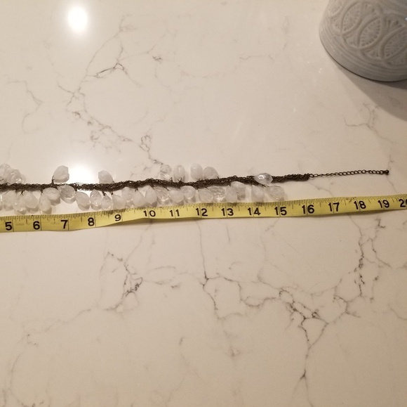 White Beaded Statement Necklace Free w Purchase - Picture 7 of 8